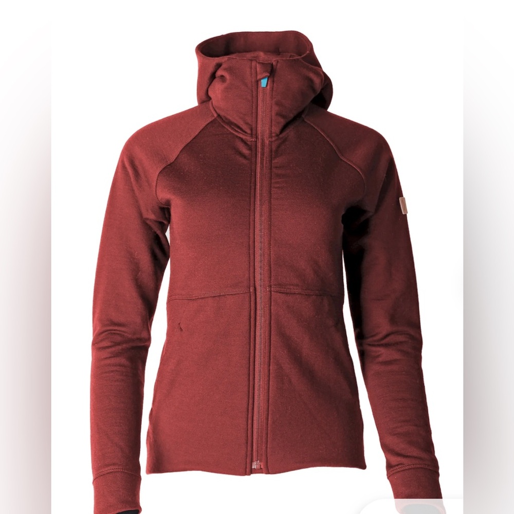 Kitsbow Galena Merino Hoodie, Women’s zip-up, size small. Cabernet color.